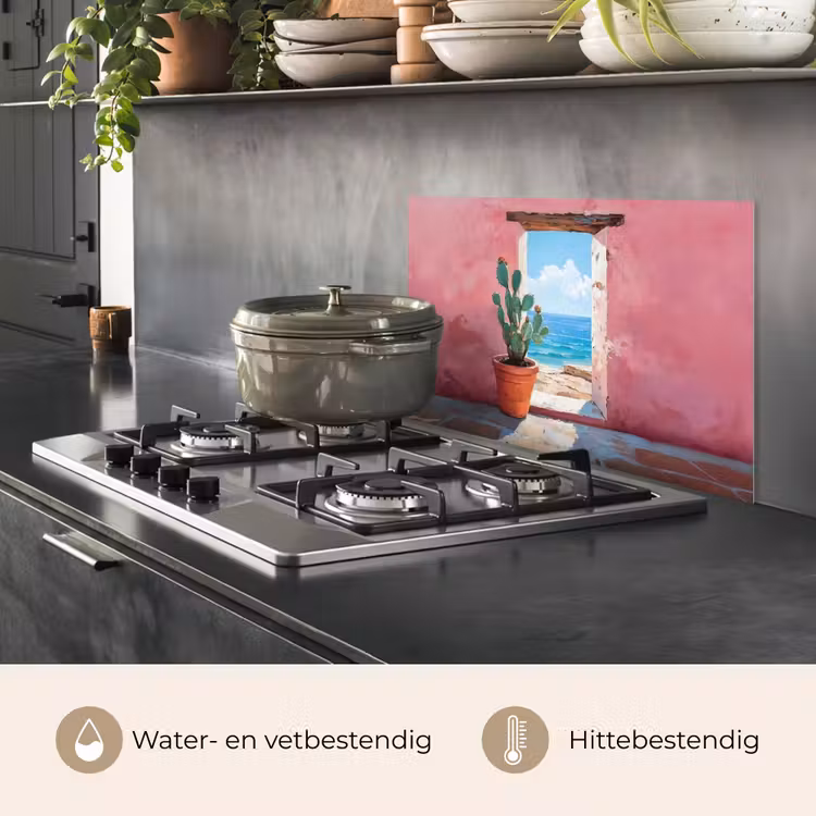 Spatscherm keuken - Zee - Roze - Cactus — 7