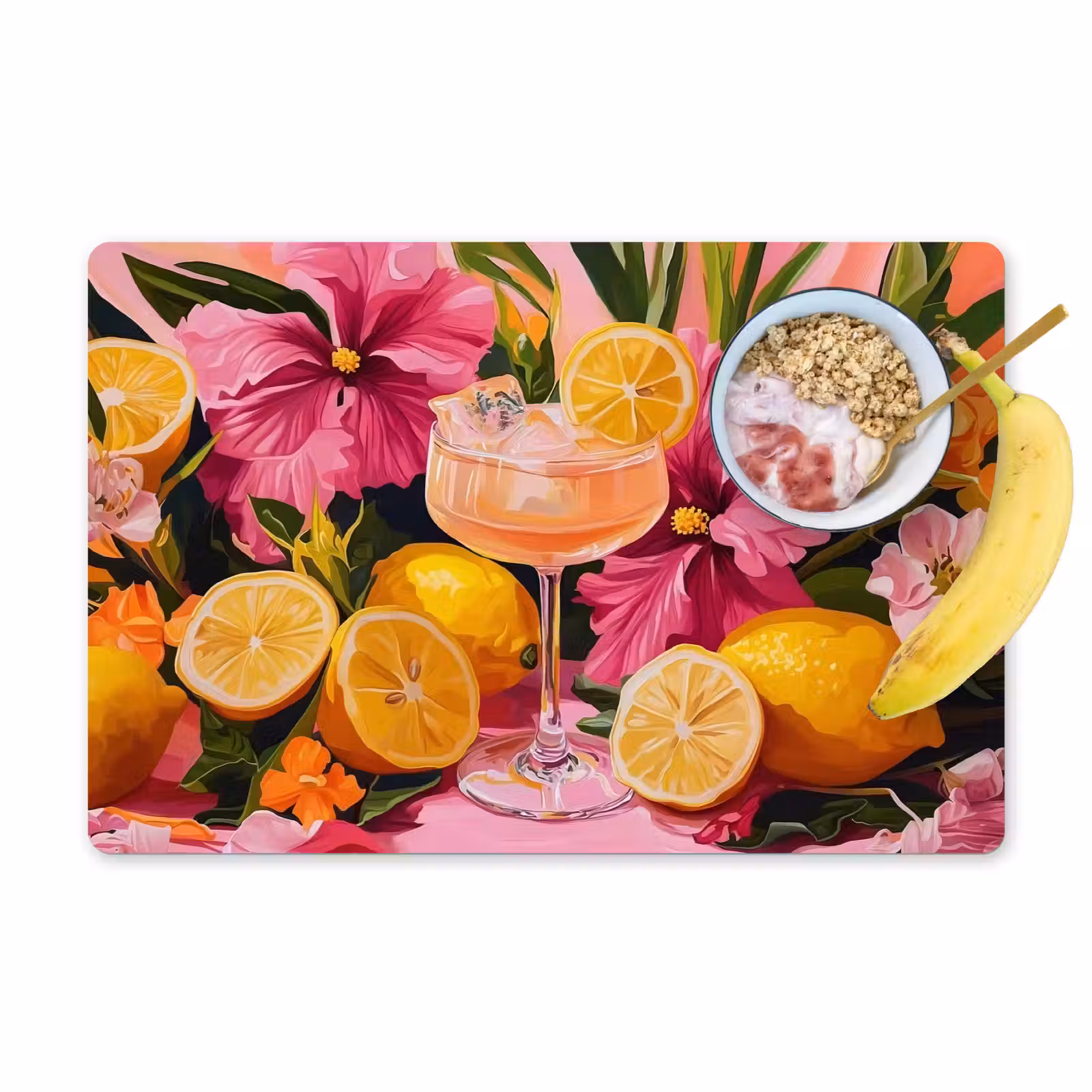 Placemat - 6 stuks - Drink - Bloemen - Yellow — 1