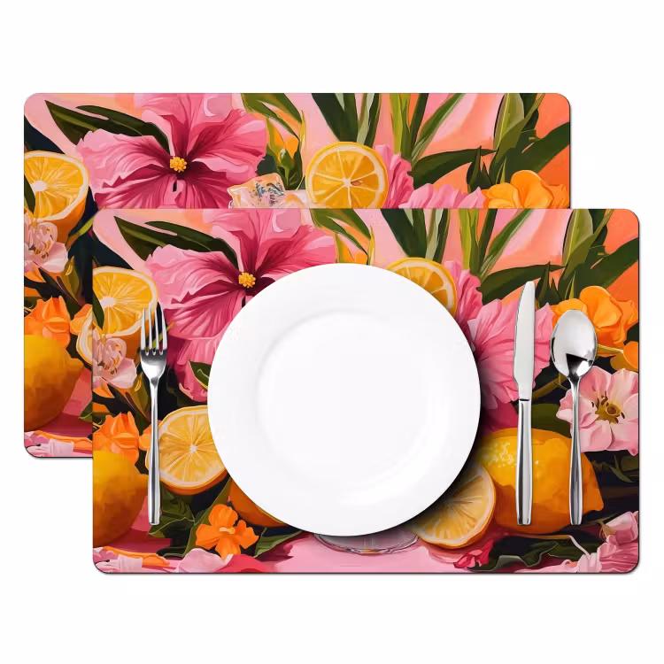 Placemat - 6 stuks - Drink - Bloemen - Yellow — 2