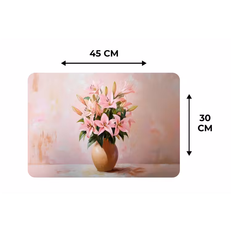 Placemat - 6 stuks - Vaas - Bloemen - Roze — 3