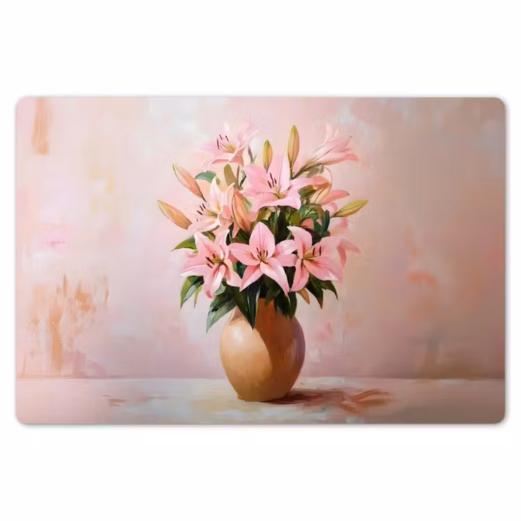 Placemat - 6 stuks - Vaas - Bloemen - Roze — 7