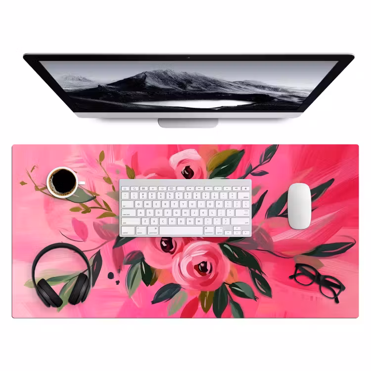 Bureau onderlegger - Bloemen - Verf - Roze — 3