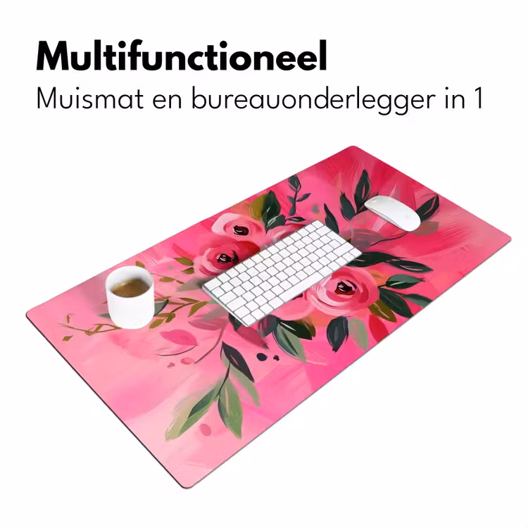Bureau onderlegger - Bloemen - Verf - Roze — 6