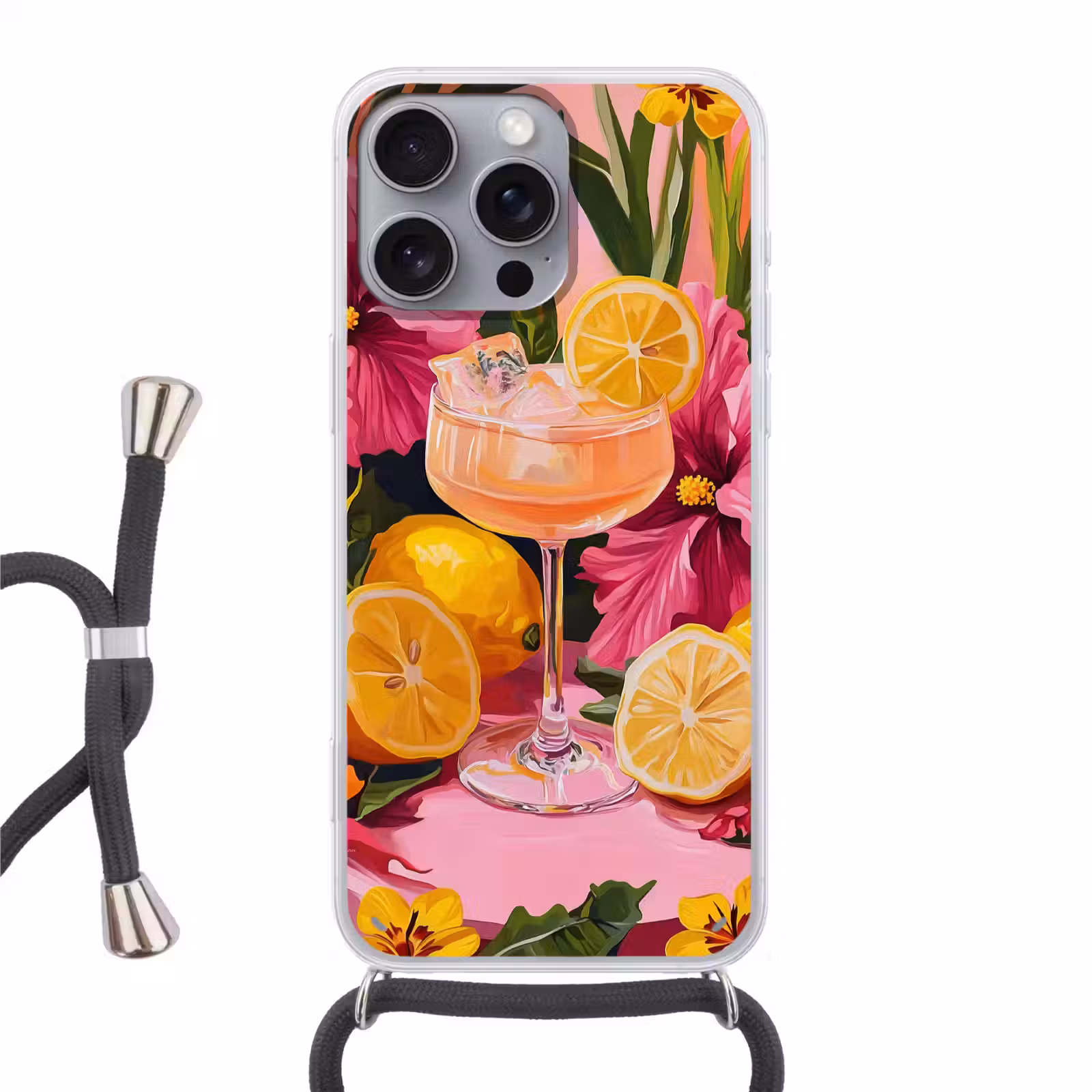 Telefoonhoesje met koord - Drink - Bloemen - Yellow — 1