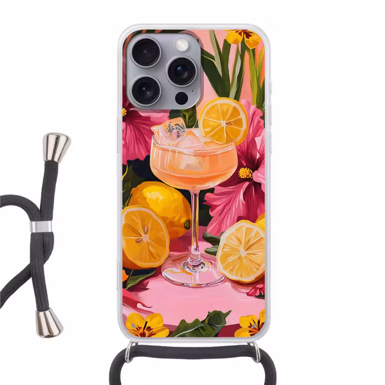 Telefoonhoesje met koord - Drink - Bloemen - Yellow — 1