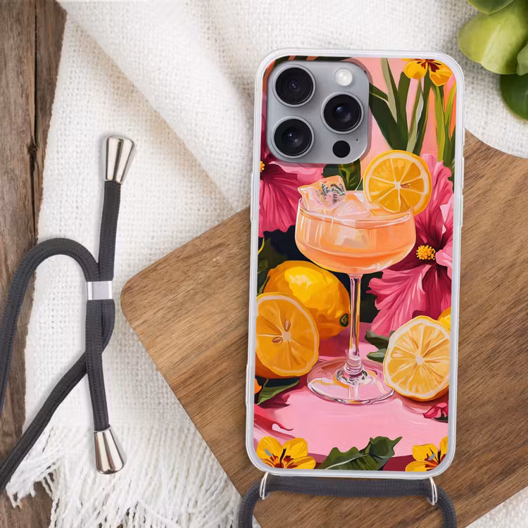 Telefoonhoesje met koord - Drink - Bloemen - Yellow — 3
