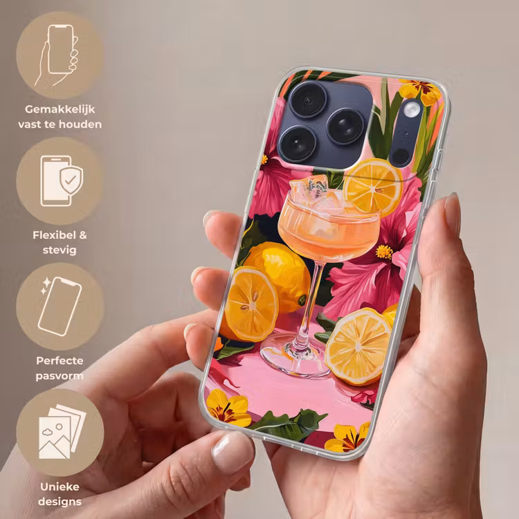 Telefoonhoesje - Drink - Bloemen - Yellow — 4