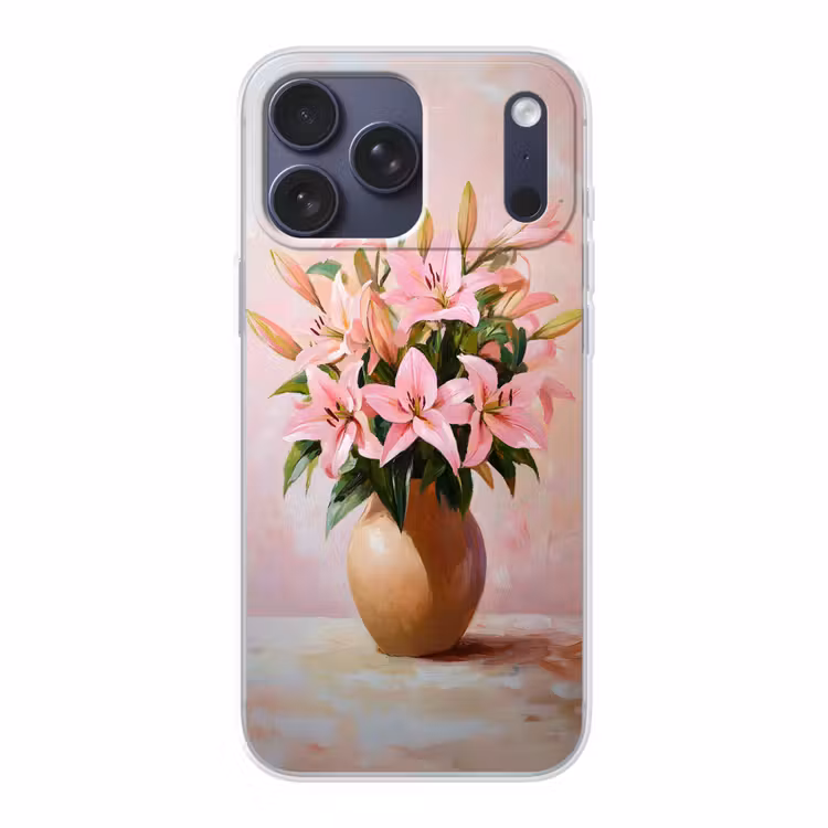 Telefoonhoesje - Vaas - Bloemen - Roze — 1