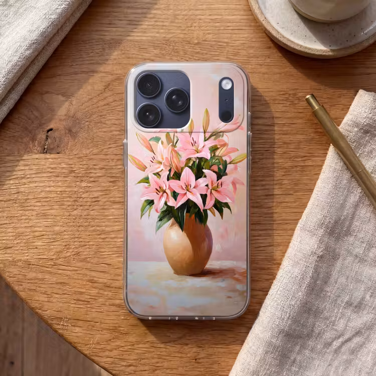 Telefoonhoesje - Vaas - Bloemen - Roze — 2