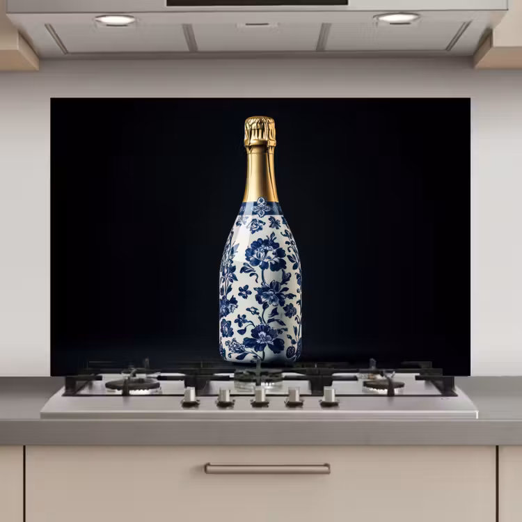 Spatscherm keuken - Champagne - Bloemen - Goud - Chique