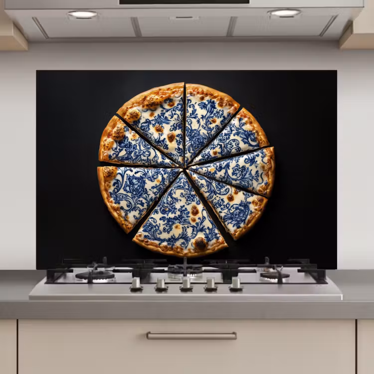 Spatscherm keuken - Pizza - Eten - Delftsblauw