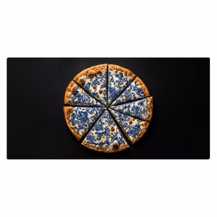Bureau onderlegger - Pizza - Eten - Delftsblauw