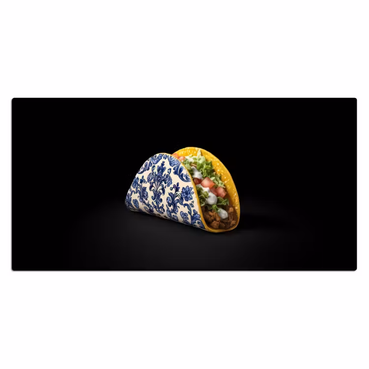 Bureau onderlegger - Taco - Vlees - Salade - Delftsblauw - Motief