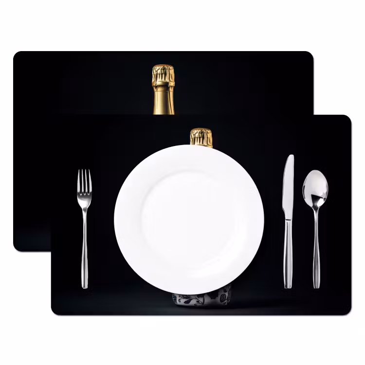 Placemat - 6 stuks - Champagne - Bloemen - Goud - Chique — 2
