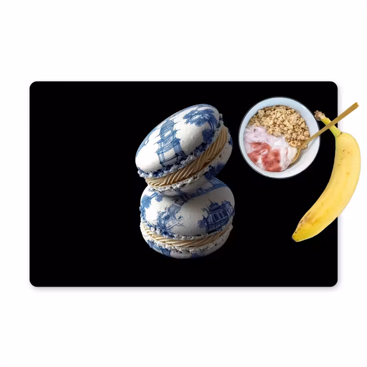 Placemat - 6 stuks - Eten - Macarons - Delfts blauw - Koekjes
