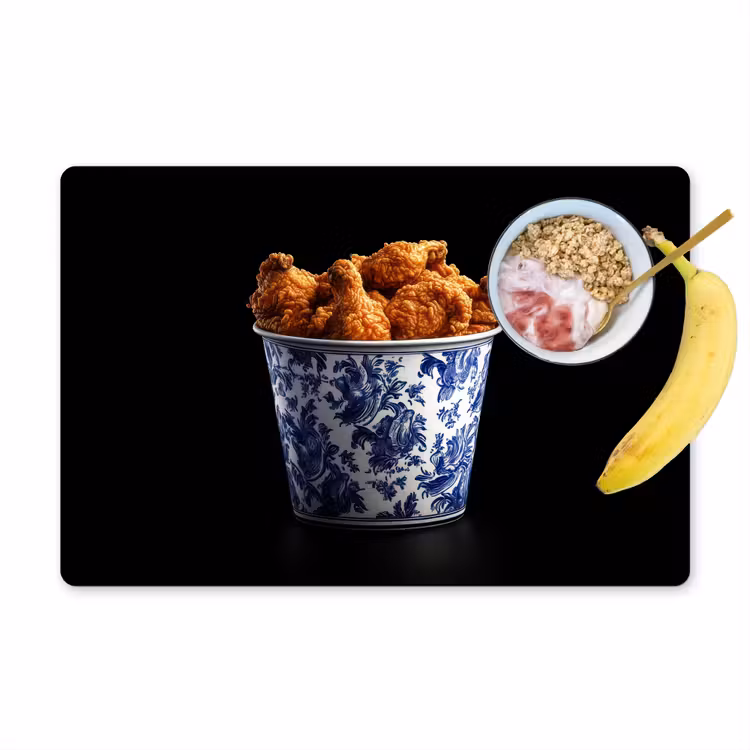 Placemat - 6 stuks - Kip - Bucket - Delfts blauw - Lekker