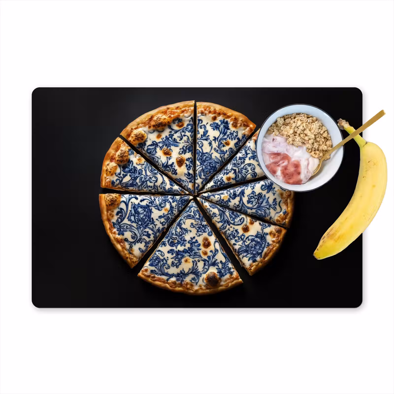 Placemat - 6 stuks - Pizza - Eten - Delftsblauw — 1