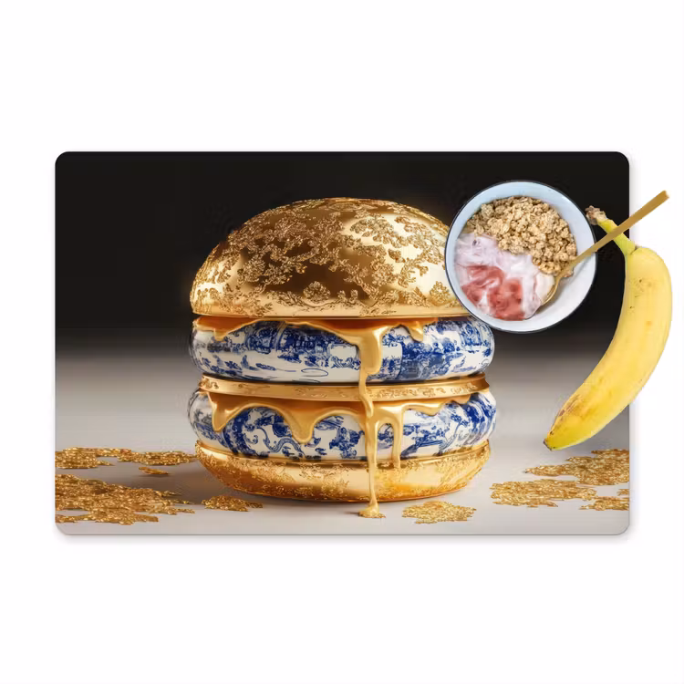 Placemat - 6 stuks - Delftsblauw - Goud - Burger