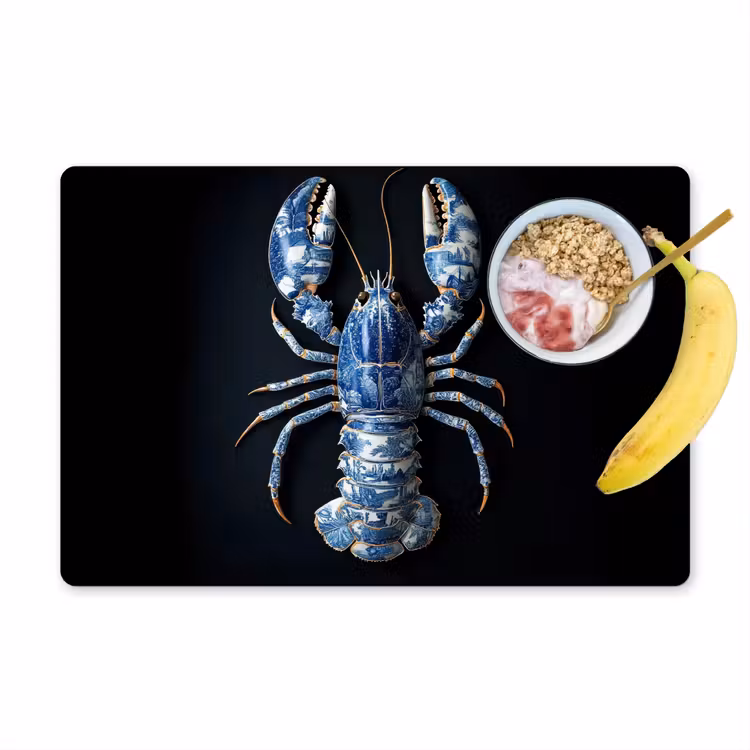 Placemat - 6 stuks - Kreeft - Delftsblauw - Schild - Stoer