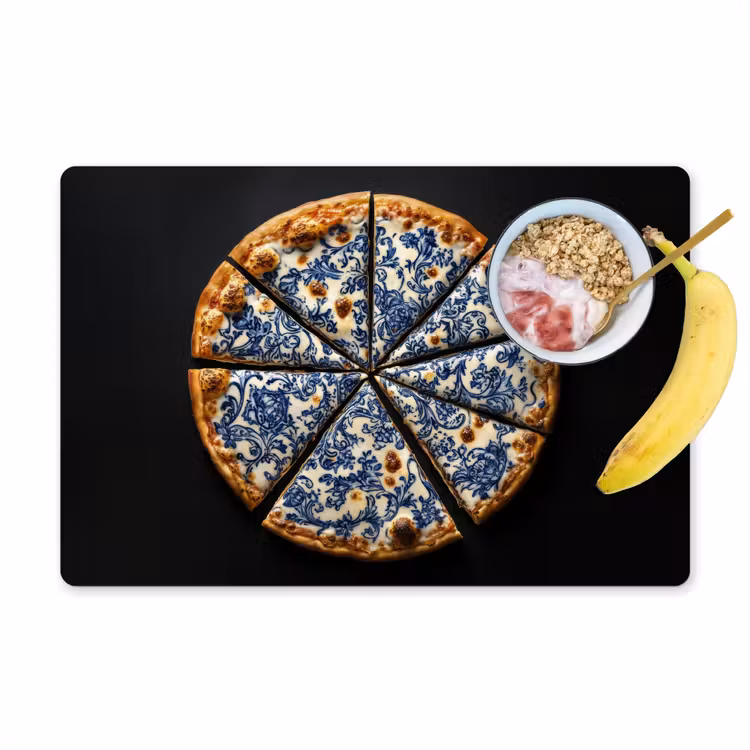 Placemat - 6 stuks - Pizza - Eten - Delftsblauw