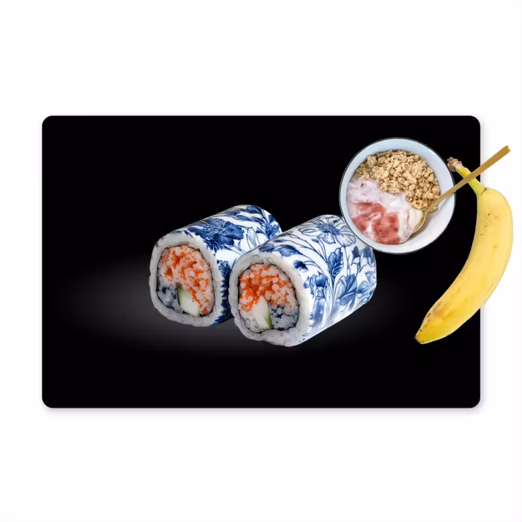 Placemat - 6 stuks - Sushi - Delfts blauw - Rijst - Vis - Elegant