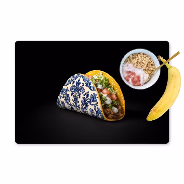 Placemat - 6 stuks - Taco - Vlees - Salade - Delftsblauw - Motief