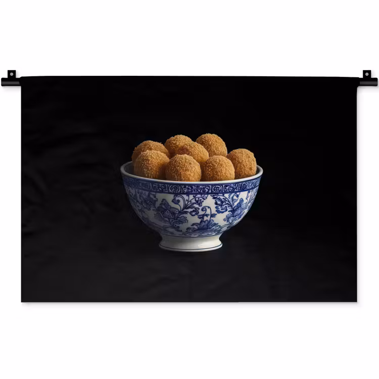 Wandkleed - Delfts blauw - Bitterballen - Holland - Schaal