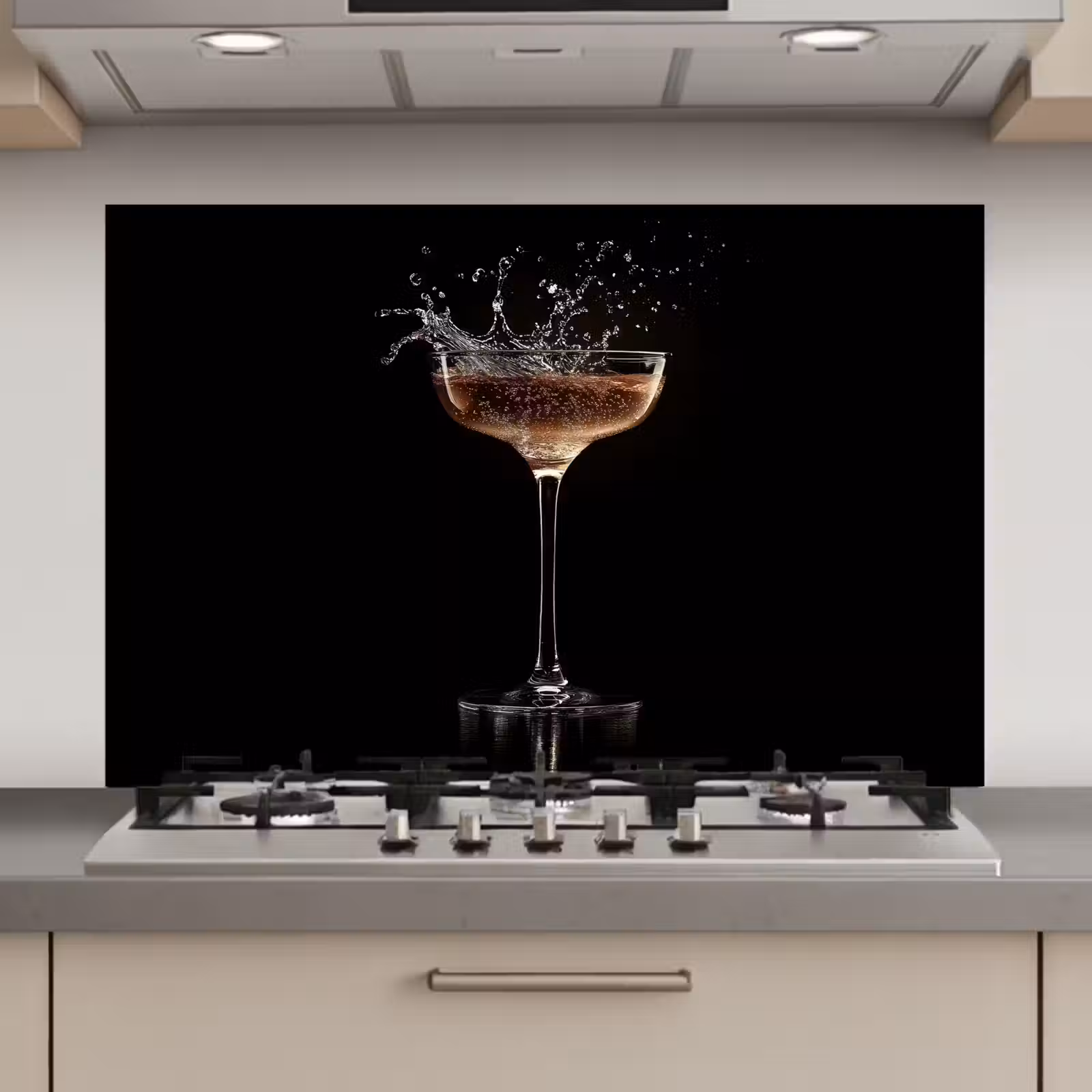 Spatscherm keuken - Cocktail - Zwart - Spetters - Glas — 1