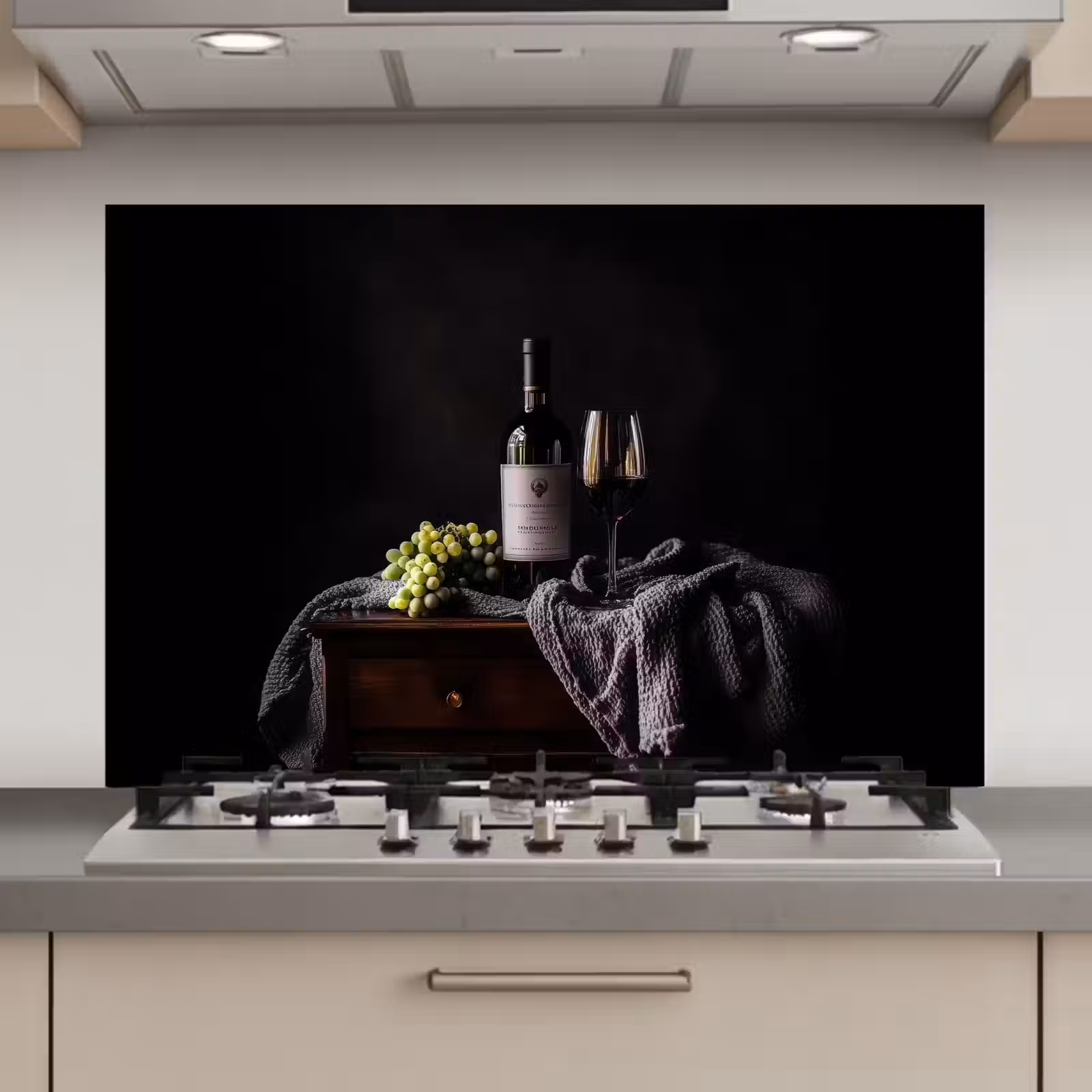 Spatscherm keuken - Druiven - Wijn - Rood - Tafel — 1