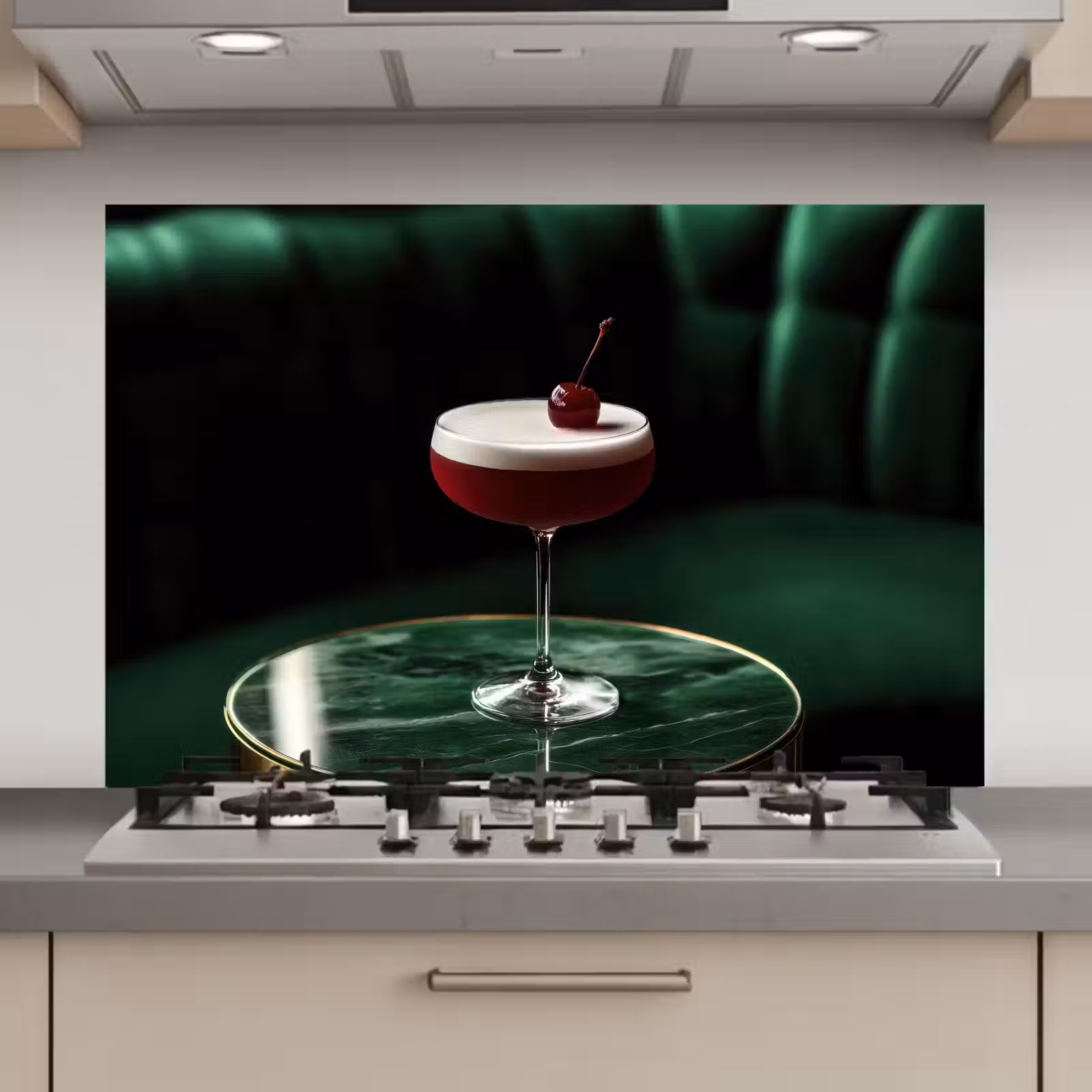Spatscherm keuken - Kers - Cocktail - Rood - Marmer — 1