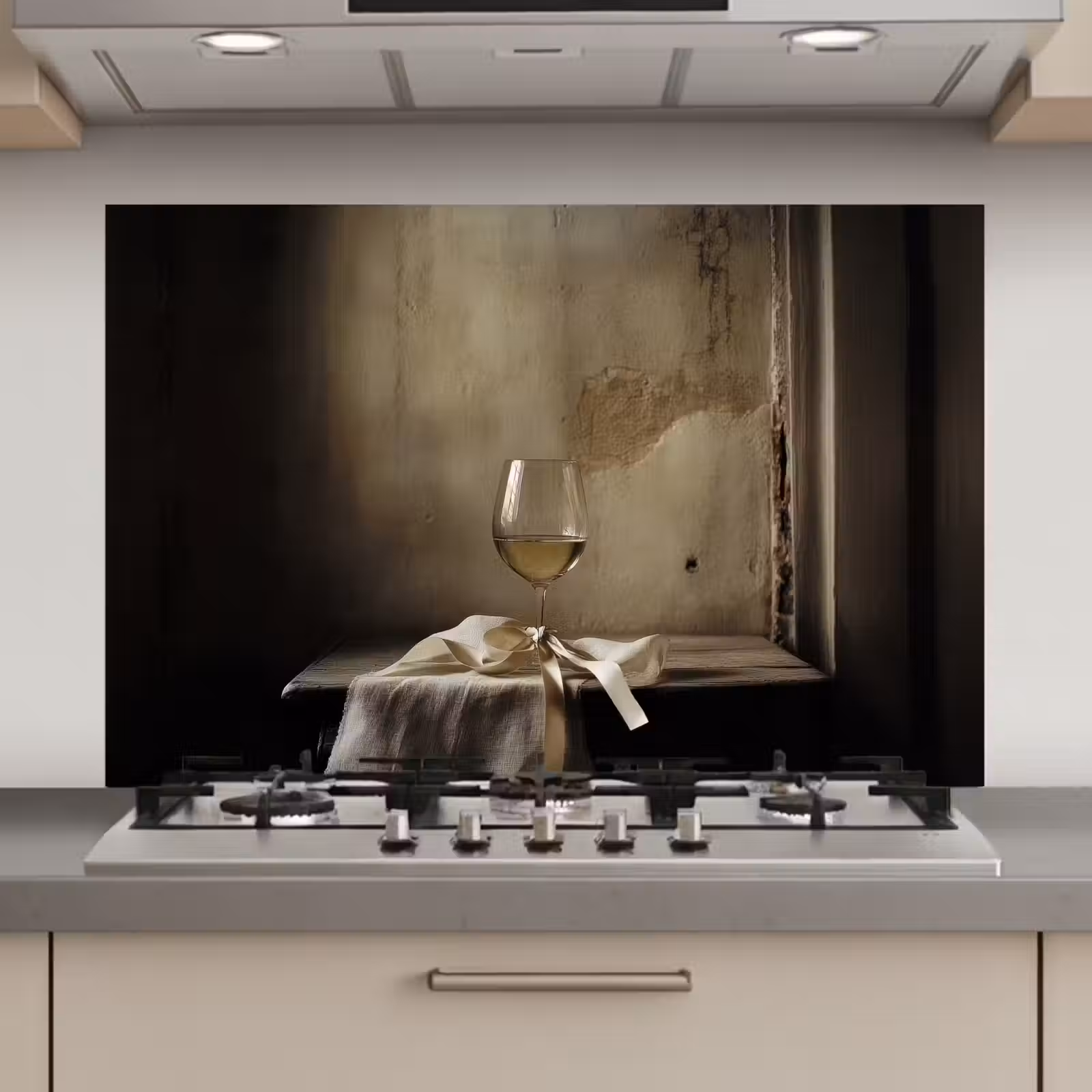 Spatscherm keuken - Strik - Beige - Witte - Wijn — 1