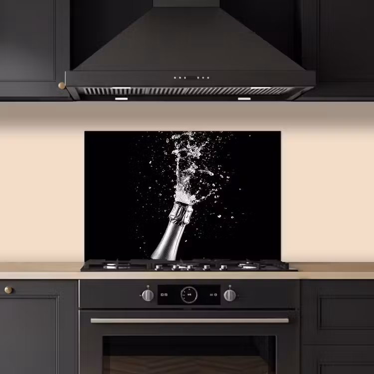 Spatscherm keuken - Champagne - Zwart - Spetters - Popping — 2