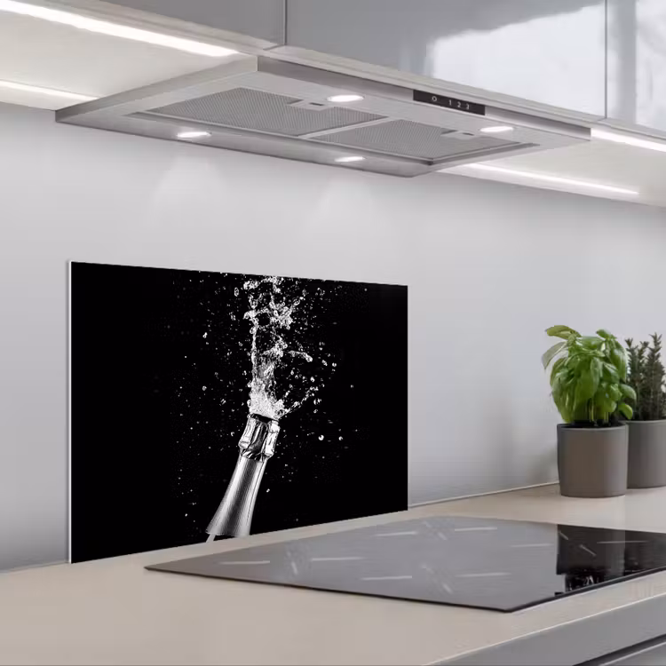 Spatscherm keuken - Champagne - Zwart - Spetters - Popping — 5