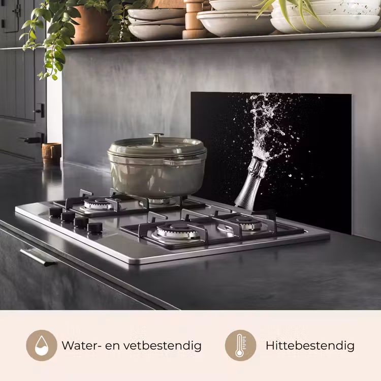 Spatscherm keuken - Champagne - Zwart - Spetters - Popping — 7