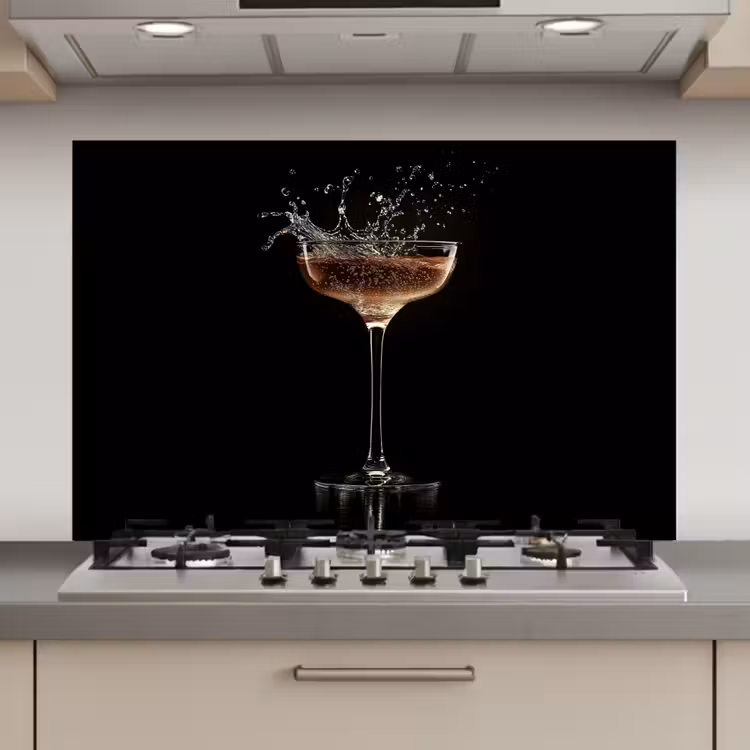 Spatscherm keuken - Cocktail - Zwart - Spetters - Glas — 1