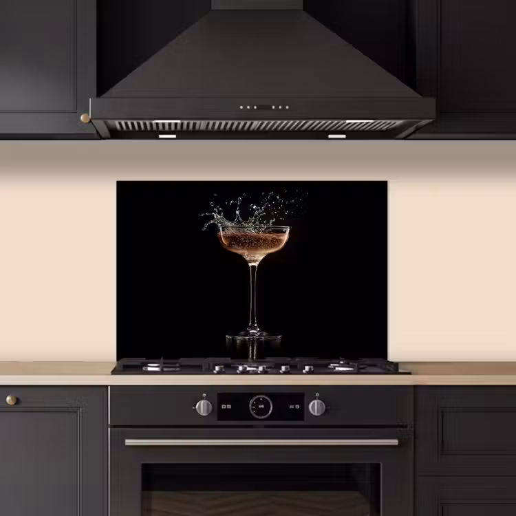 Spatscherm keuken - Cocktail - Zwart - Spetters - Glas — 2