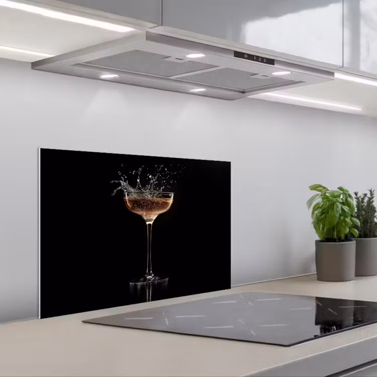Spatscherm keuken - Cocktail - Zwart - Spetters - Glas — 5