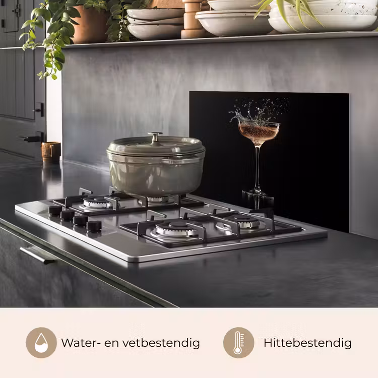 Spatscherm keuken - Cocktail - Zwart - Spetters - Glas — 7