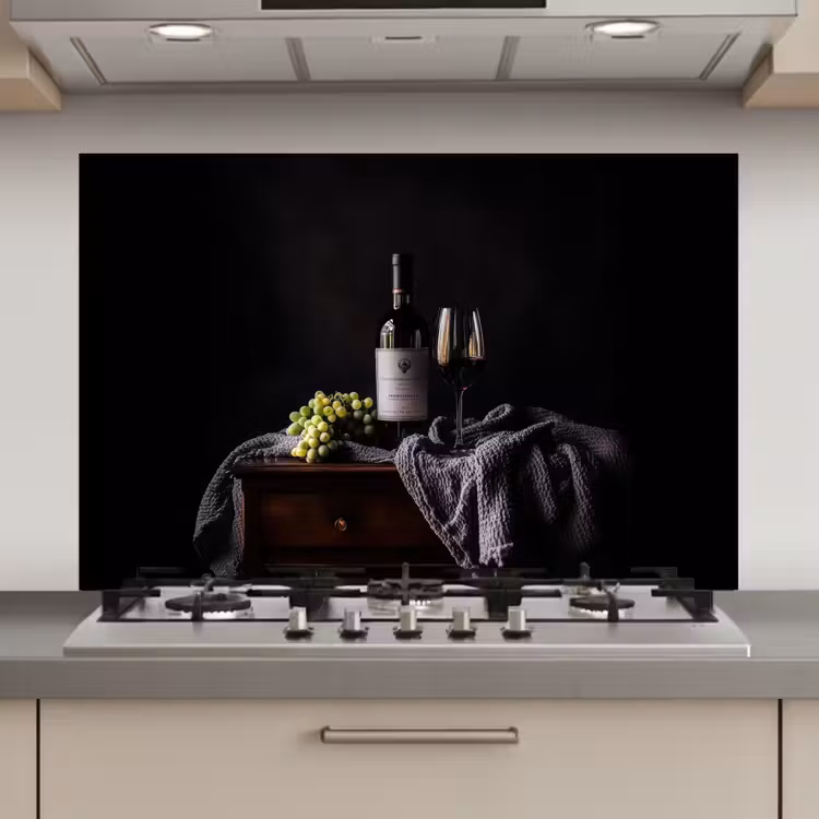 Spatscherm keuken - Druiven - Wijn - Rood - Tafel — 1