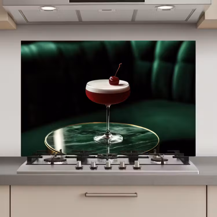 Spatscherm keuken - Kers - Cocktail - Rood - Marmer — 1