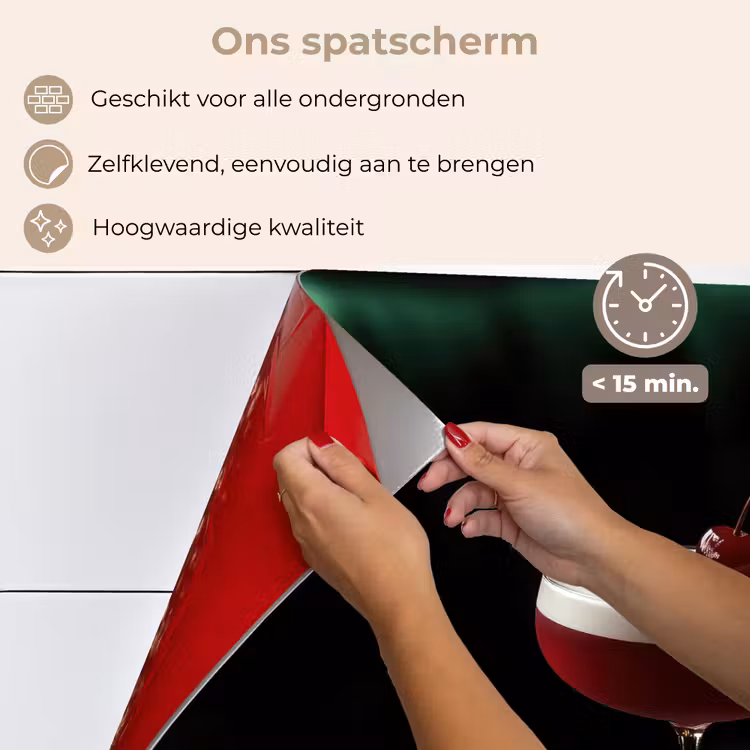 Spatscherm keuken - Kers - Cocktail - Rood - Marmer — 4