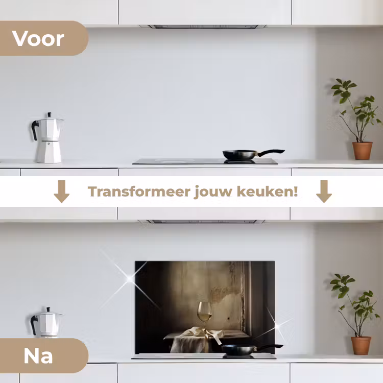 Spatscherm keuken - Strik - Beige - Witte - Wijn — 3