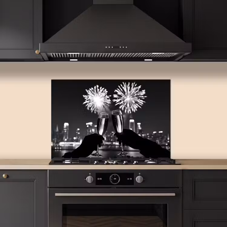 Spatscherm keuken - Vuurwerk - Proosten - Skyline - Champagne — 2