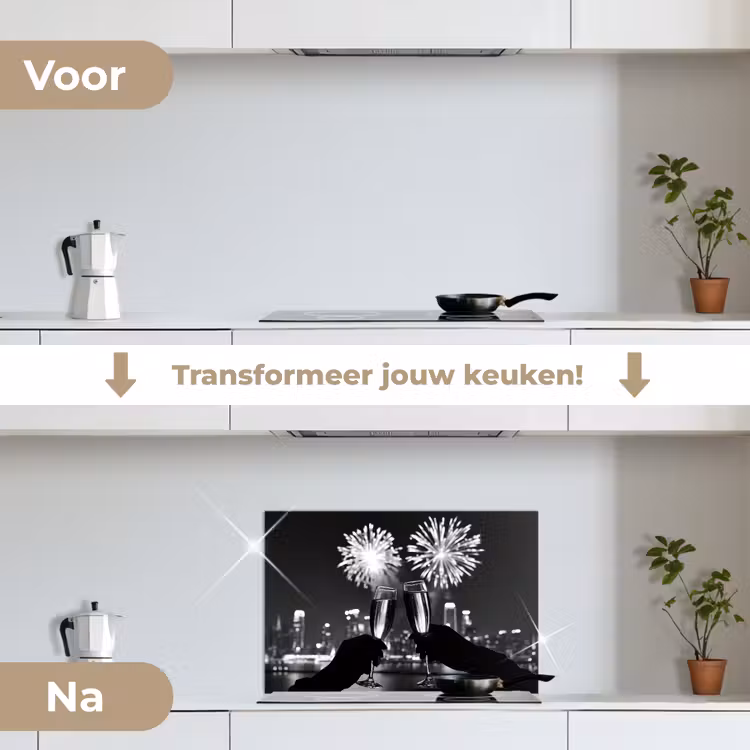 Spatscherm keuken - Vuurwerk - Proosten - Skyline - Champagne — 3