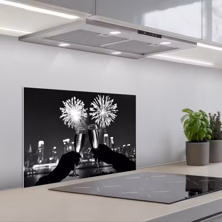 Spatscherm keuken - Vuurwerk - Proosten - Skyline - Champagne — 5