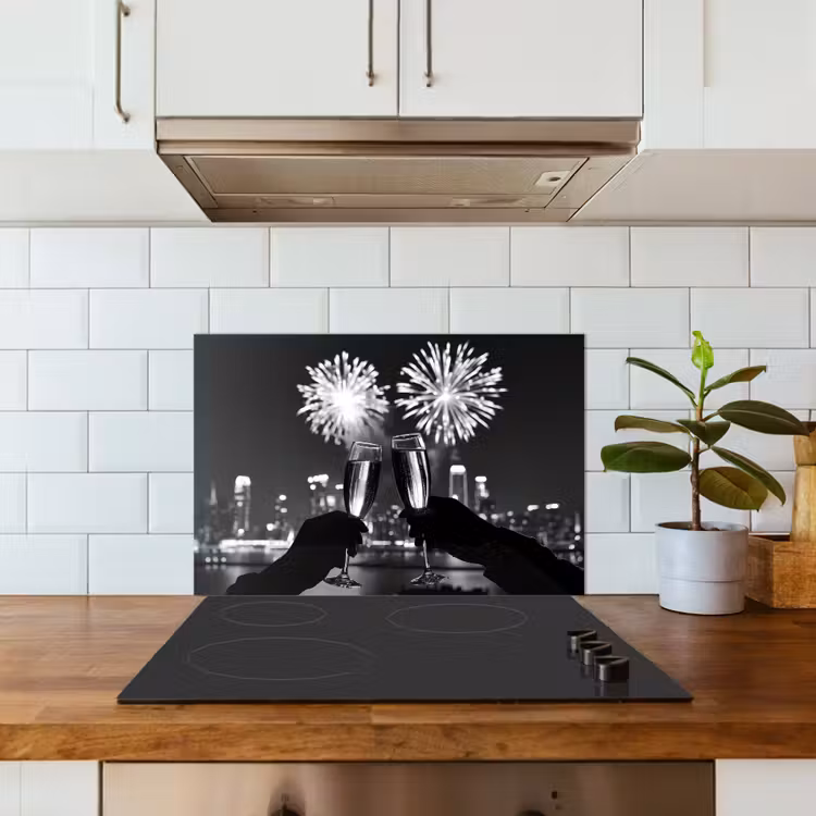Spatscherm keuken - Vuurwerk - Proosten - Skyline - Champagne — 6