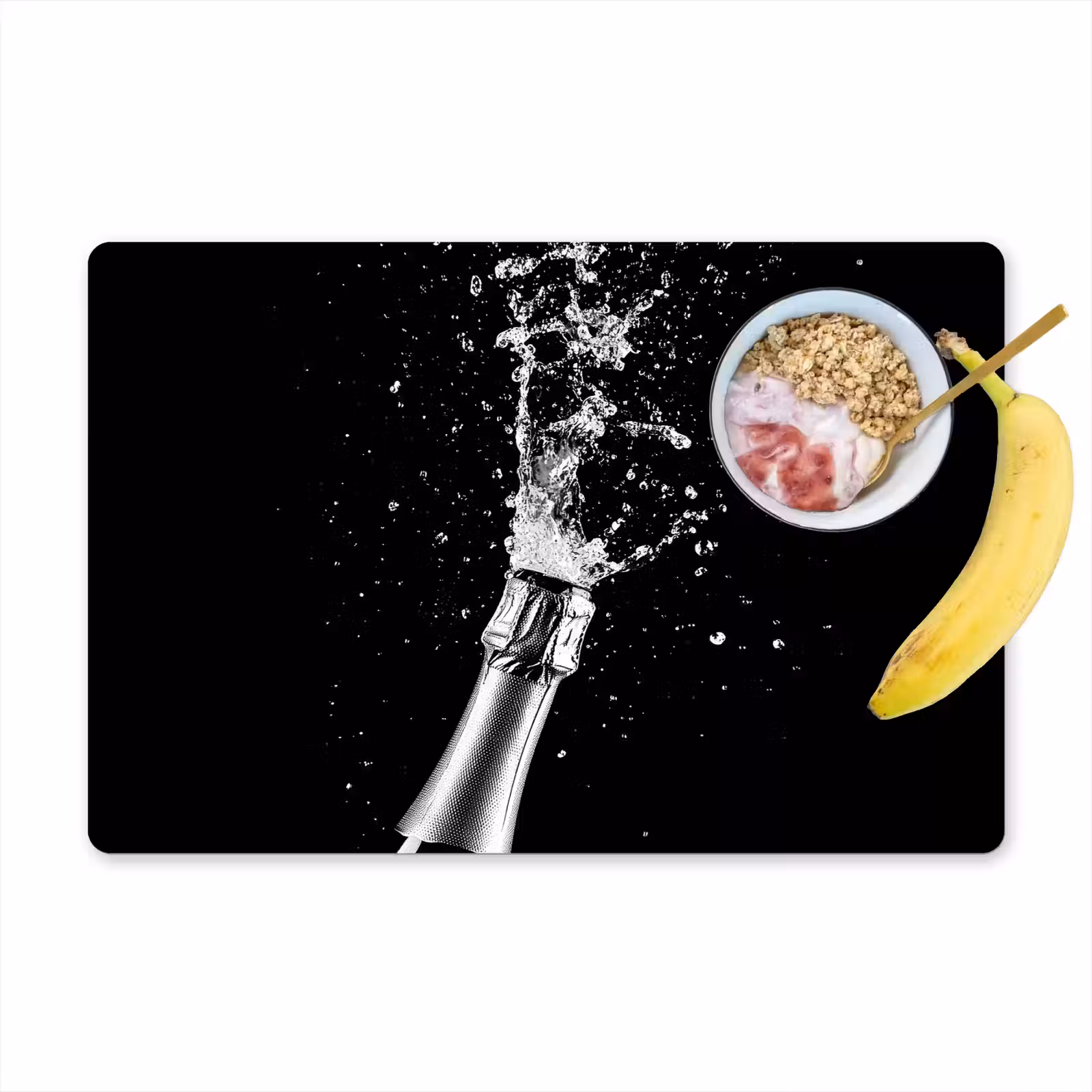 Placemat - 6 stuks - Champagne - Zwart - Spetters - Popping — 1