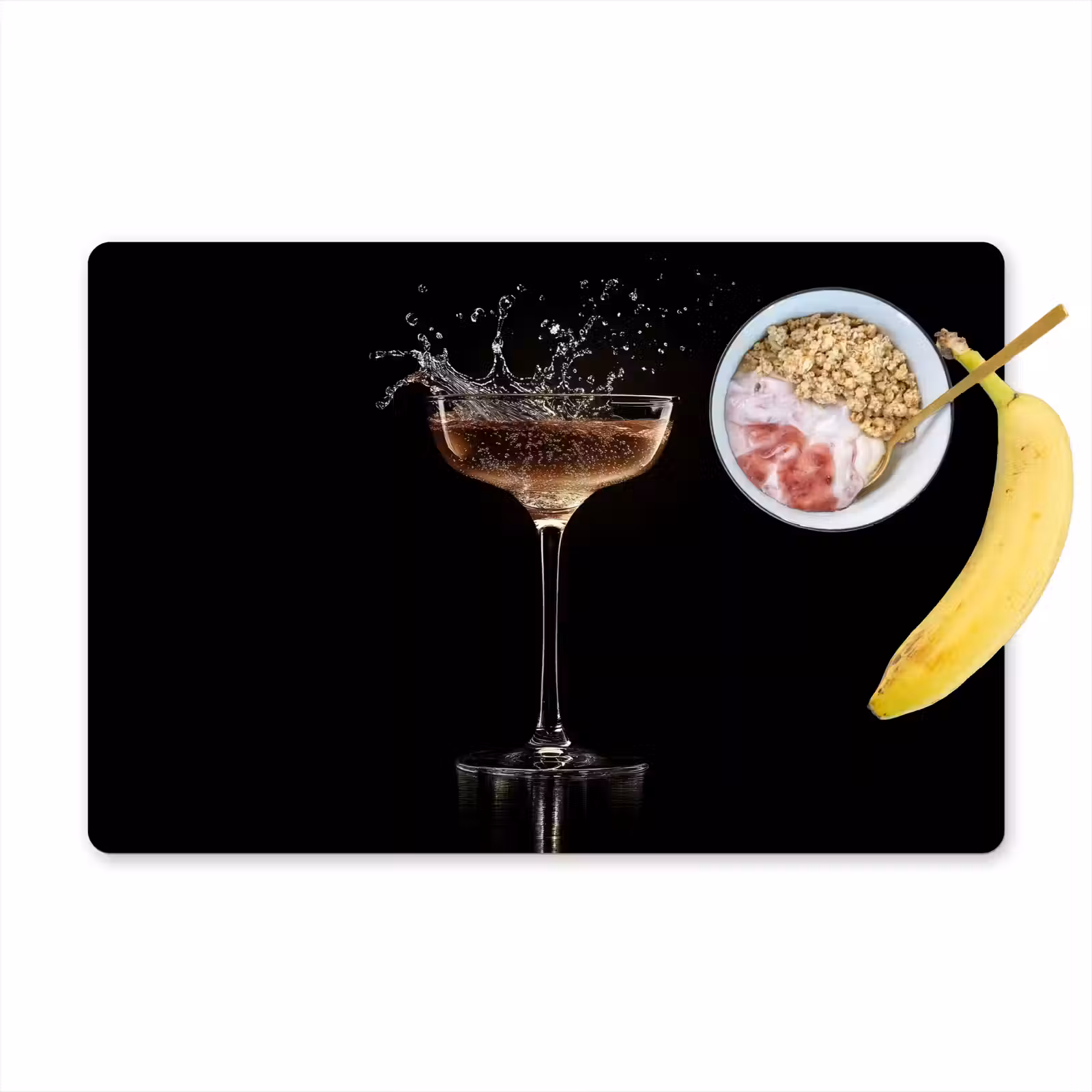 Placemat - 6 stuks - Cocktail - Zwart - Spetters - Glas — 1