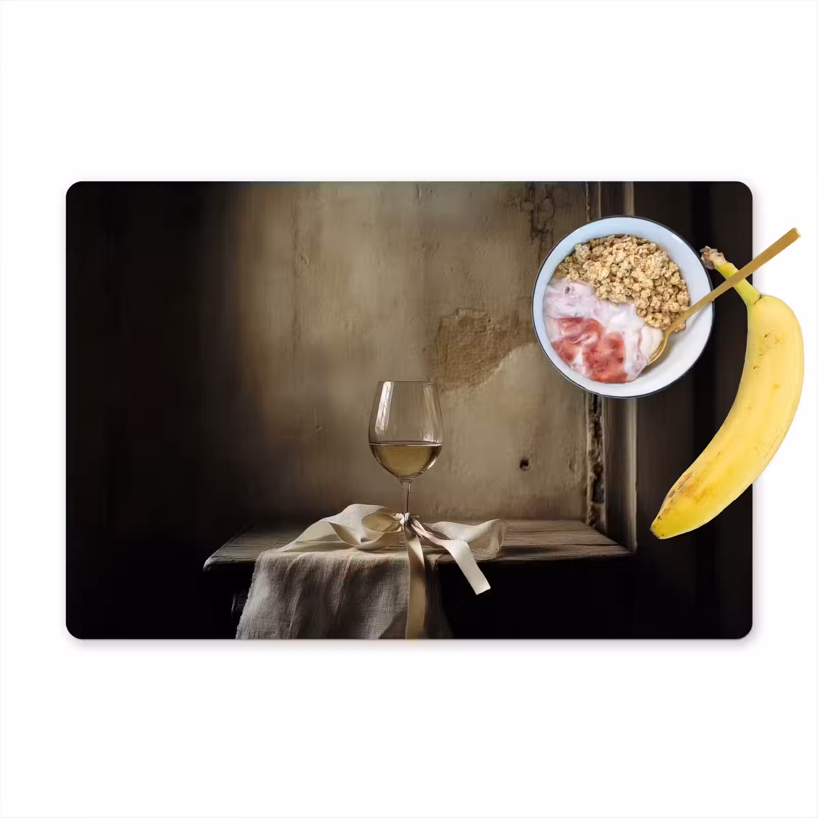 Placemat - 6 stuks - Strik - Beige - Witte - Wijn — 1