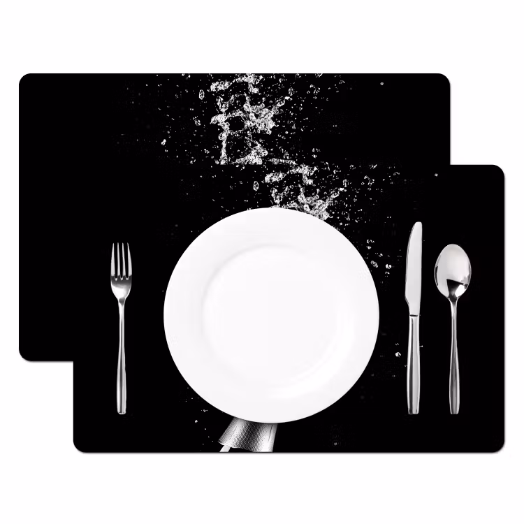 Placemat - 6 stuks - Champagne - Zwart - Spetters - Popping — 2